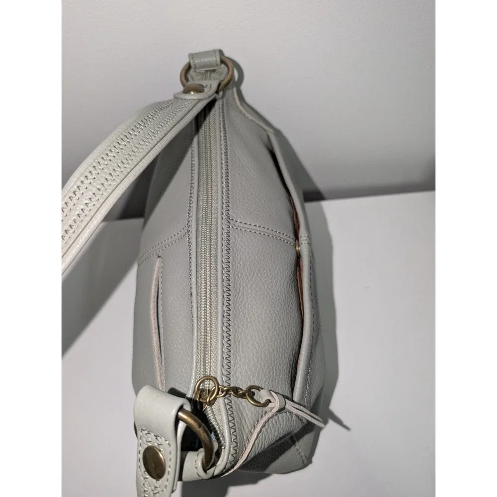 THE‎ SAK Iris Hobo Pebbled Leather Gray Antique Hardware Chic 12x9x5